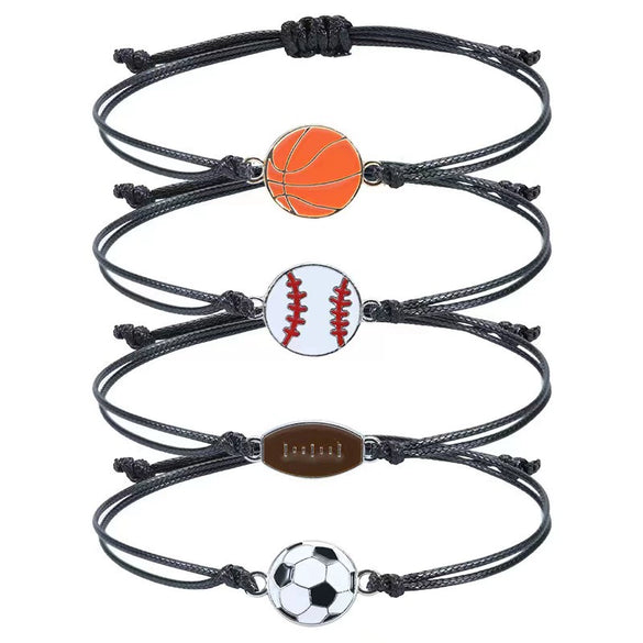Wholesale Alloy Wax Line Bracelet Geometric Style Electroplated For Sports Fans Unisex
