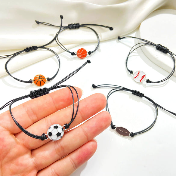 Wholesale Alloy Wax Line Bracelet Geometric Style Electroplated For Sports Fans Unisex