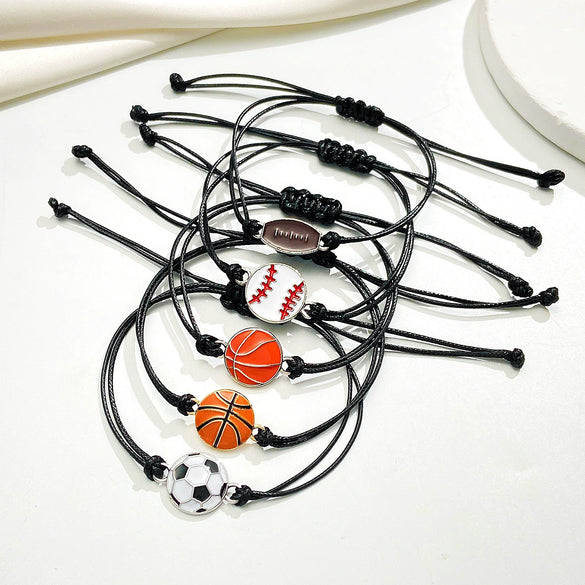 Wholesale Alloy Wax Line Bracelet Geometric Style Electroplated For Sports Fans Unisex