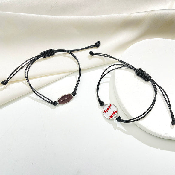 Wholesale Alloy Wax Line Bracelet Geometric Style Electroplated For Sports Fans Unisex