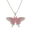 Wholesale Alloy Women's Animalpatterned Diamondinlaid Cuban Butterfly Retro Stylish Exaggerated Pendant Necklace Hiphop Accessories