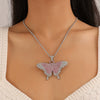 Wholesale Alloy Women's Animalpatterned Diamondinlaid Cuban Butterfly Retro Stylish Exaggerated Pendant Necklace Hiphop Accessories