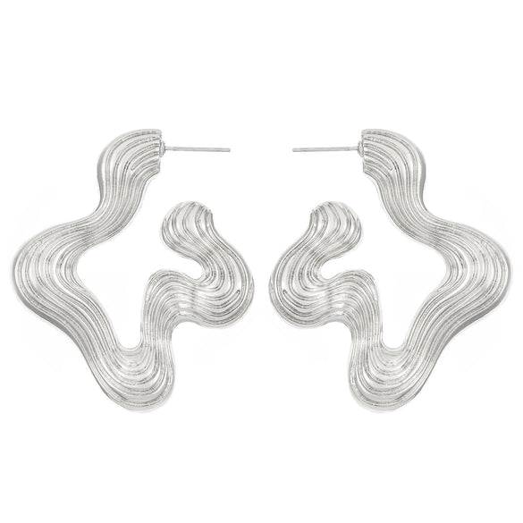 Wholesale Alloy Women's Asymmetric Heartshaped Liquid Lava Earrings With Geometric Pattern And Electroplating