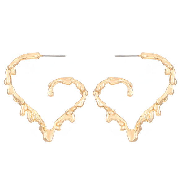 Wholesale Alloy Women's Asymmetric Heartshaped Liquid Lava Earrings With Geometric Pattern And Electroplating