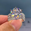 Wholesale Alloy Women's Classic 6Claw Luxury Diamondencrusted Geometric Ring