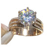 Wholesale Alloy Women's Classic 6Claw Luxury Diamondencrusted Geometric Ring
