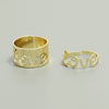 Wholesale Alloy Women's Fashion Simple Ins Niche Creative Retro Open Adjustable Letter 2Piece Set Ring With Electroplating
