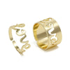 Wholesale Alloy Women's Fashion Simple Ins Niche Creative Retro Open Adjustable Letter 2Piece Set Ring With Electroplating