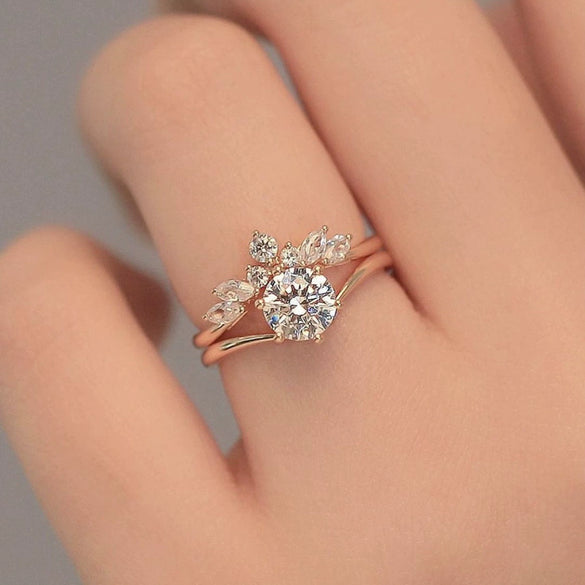 Wholesale Alloy Women's Geometric Ring Rose Gold Electroplated Fashion Jewelry
