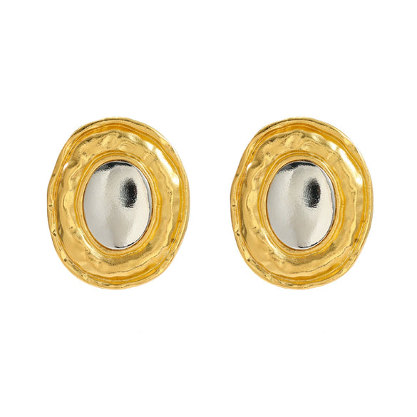Wholesale Alloy Women's Geometric Round Electroplated Earrings In Gold And Silver Color Matching