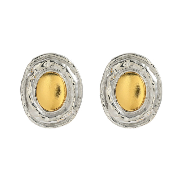 Wholesale Alloy Women's Geometric Round Electroplated Earrings In Gold And Silver Color Matching