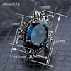 Wholesale Alloy Women's Geometric Royal Vintage Lace Exaggerated Blue Mirror Electroplated Ring