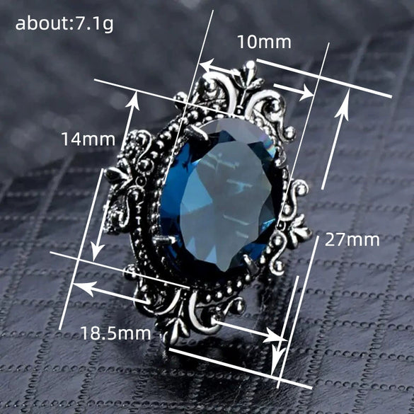 Wholesale Alloy Women's Geometric Royal Vintage Lace Exaggerated Blue Mirror Electroplated Ring