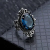 Wholesale Alloy Women's Geometric Royal Vintage Lace Exaggerated Blue Mirror Electroplated Ring