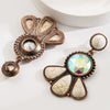 Wholesale Alloy Women's Retro Bohemian Style Flower Patterned Turquoise Earrings With Diamond Treatment