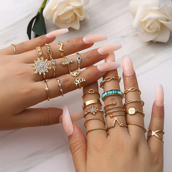 Wholesale Alloy Women's Ring With Geometric And Leaf Pattern And Electroplating Treatment