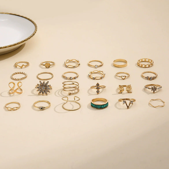Wholesale Alloy Women's Ring With Geometric And Leaf Pattern And Electroplating Treatment