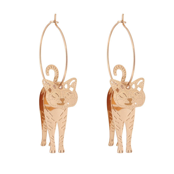 Wholesale Alloy Women's Simple Fashion Hollow Animal Cat Electroplated Earrings