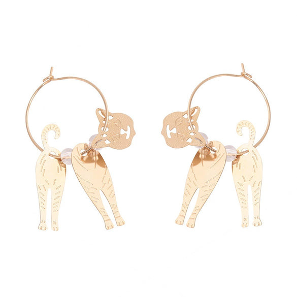 Wholesale Alloy Women's Simple Fashion Hollow Animal Cat Electroplated Earrings