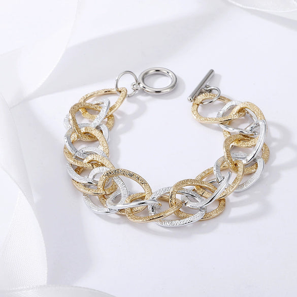 Wholesale Aluminum Geometric Multi Layer Hollow Hip Hop Mixed Color Twist Thick Chain Bracelet