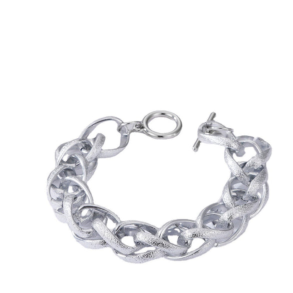 Wholesale Aluminum Geometric Multi Layer Hollow Hip Hop Mixed Color Twist Thick Chain Bracelet