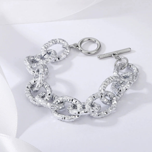 Wholesale Aluminum Geometric Multi Layer Hollow Hip Hop Mixed Color Twist Thick Chain Bracelet