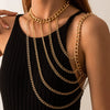 Wholesale Aluminum Geometric Ushaped Tassel Electroplated Women's Clavicle Necklace Body Chain