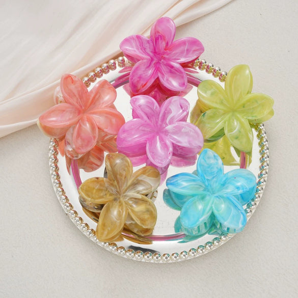 Wholesale Amber Frangipani Head Plate Clip Set Retro Style Injection Molding For Women