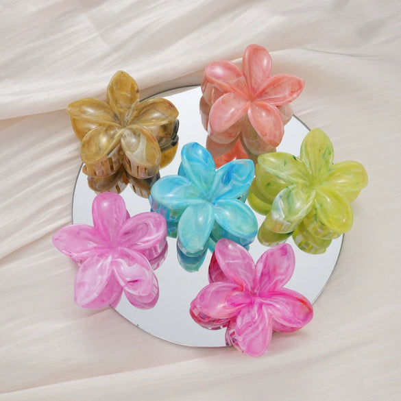 Wholesale Amber Frangipani Head Plate Clip Set Retro Style Injection Molding For Women
