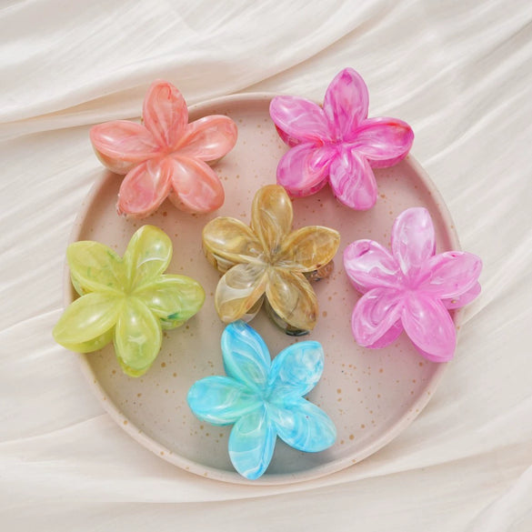 Wholesale Amber Frangipani Head Plate Clip Set Retro Style Injection Molding For Women