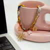 Wholesale Ancient Style Orange Printed Headscarf With Stainless Steel Electroplated Sun And Moon Pendant Jewelry For Women
