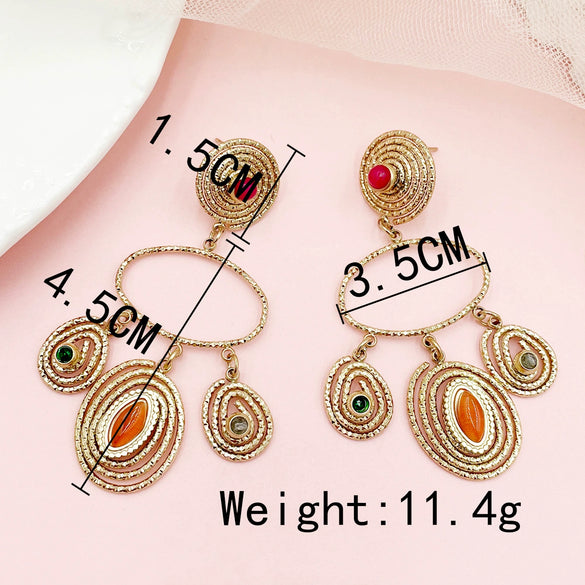 Wholesale Ancient Style Stainless Steel Geometric Pattern Electroplated Women's Earrings