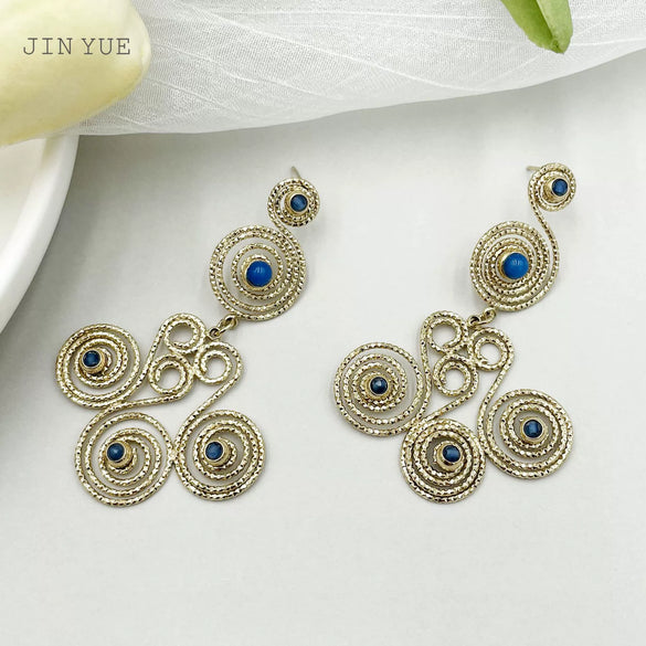 Wholesale Ancient Style Stainless Steel Geometric Pattern Electroplated Women's Earrings