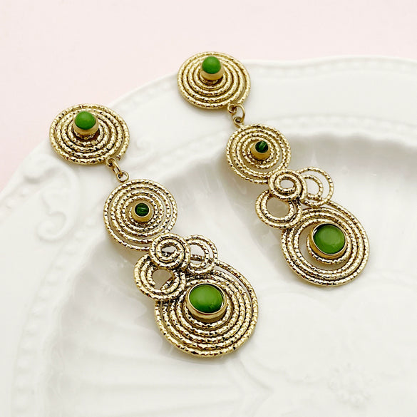Wholesale Ancient Style Stainless Steel Geometric Pattern Electroplated Women's Earrings