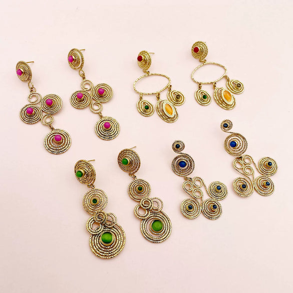 Wholesale Ancient Style Stainless Steel Geometric Pattern Electroplated Women's Earrings