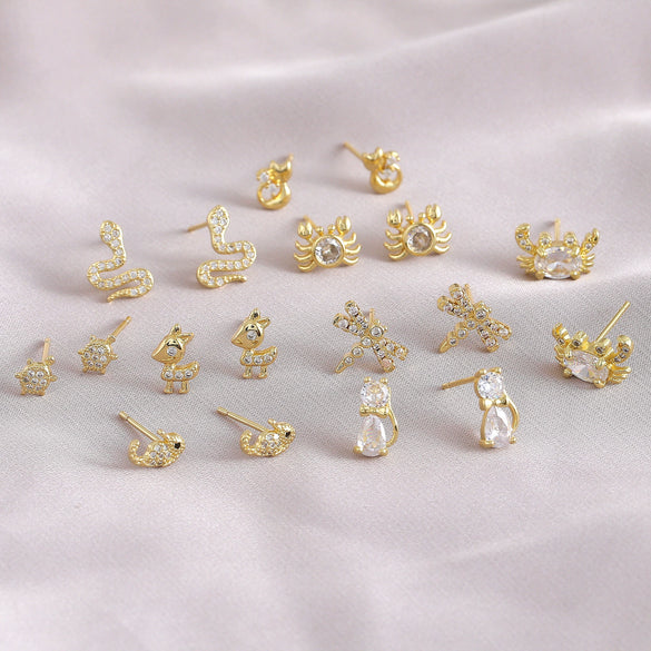 Wholesale Animal Pattern Copper Real Gold Plated Earrings For Women