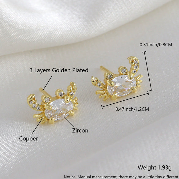 Wholesale Animal Pattern Copper Real Gold Plated Earrings For Women