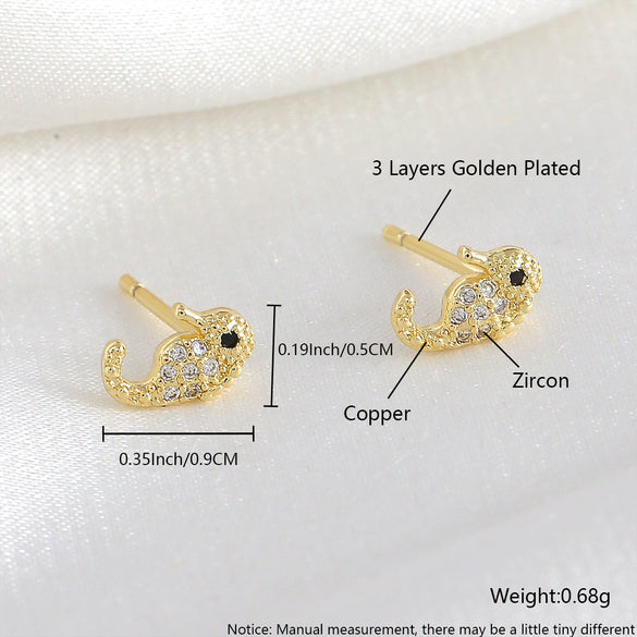 Wholesale Animal Pattern Copper Real Gold Plated Earrings For Women