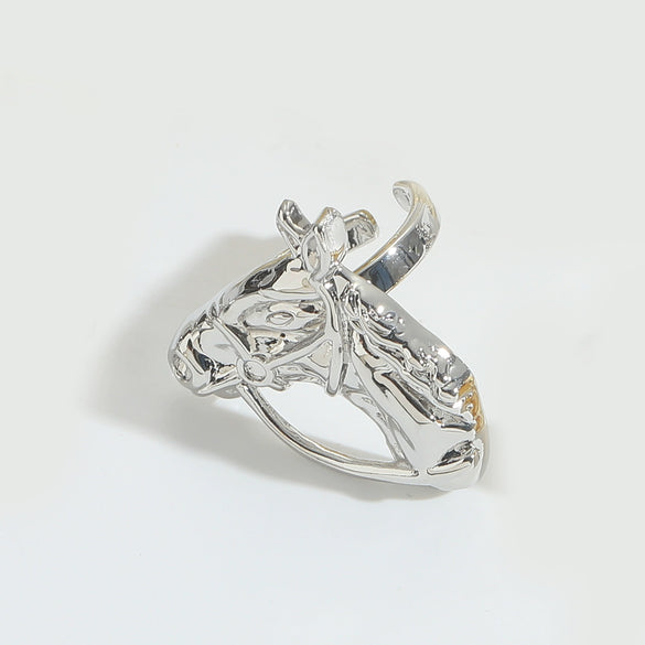 Wholesale Animal Series Elephant Shape Opening Ring Horse Head Oval Design Copper Electroplated Women's Ring