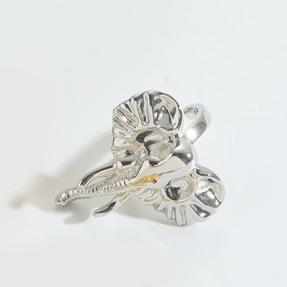 Wholesale Animal Series Elephant Shape Opening Ring Horse Head Oval Design Copper Electroplated Women's Ring