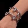 Wholesale Animal Series Heart Diamond Bear Pendant Stainless Steel Electroplated Bracelet For Women
