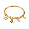 Wholesale Animal Series Heart Diamond Bear Pendant Stainless Steel Electroplated Bracelet For Women