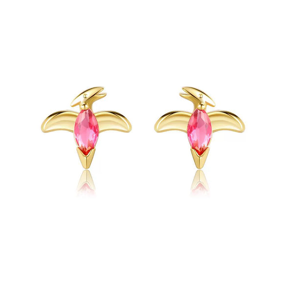 Wholesale Animal Style Zircon Earrings For Women Environmental Protection Copper With 925 Silver Needle And Real Gold Plating