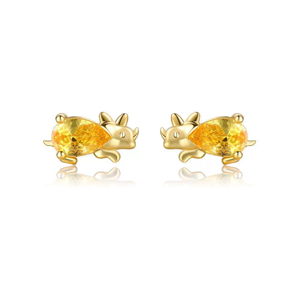 Wholesale Animal Style Zircon Earrings For Women Environmental Protection Copper With 925 Silver Needle And Real Gold Plating