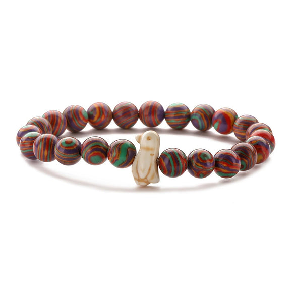 Wholesale Animal Tiger Eye Elastic Handmade Agate Beads Bracelet With Mixed Color And Zodiac Pattern