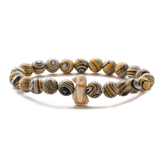 Wholesale Animal Tiger Eye Elastic Handmade Agate Beads Bracelet With Mixed Color And Zodiac Pattern