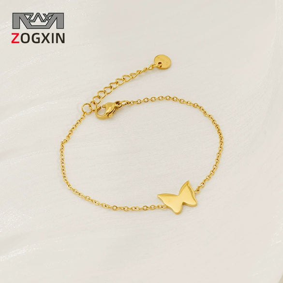 Wholesale Animals Style 316L Stainless Steel Goldplated Butterfly Bracelet For Women