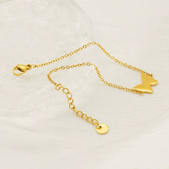 Wholesale Animals Style 316L Stainless Steel Goldplated Butterfly Bracelet For Women