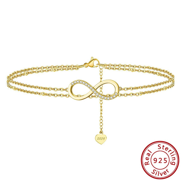 Wholesale Ankle Jewelry S925 Sterling Silver Double Layer Heart Simple Style For Women