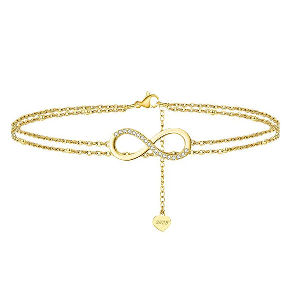 Wholesale Ankle Jewelry S925 Sterling Silver Double Layer Heart Simple Style For Women